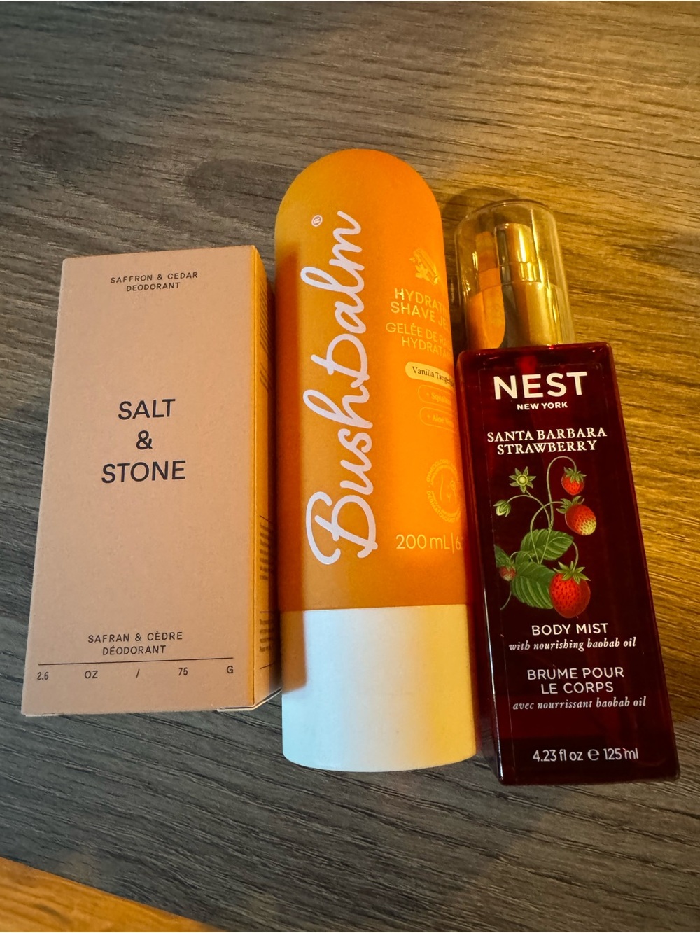 Bush Balм Shave, Nest body mist, Salt & Stone deodorant all New in Box